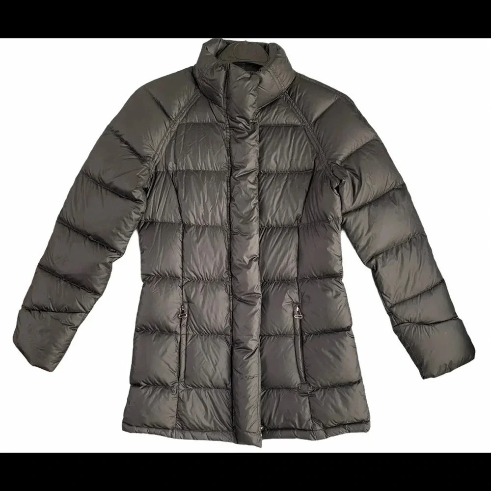 ATHLETA Goose Down Thumbhole Puffer Parka Jacket Black Lightweight Size XS